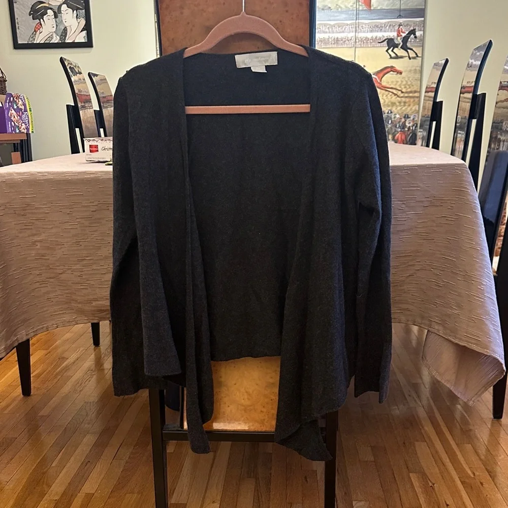 Ply Cashmere Dark Gray Open Cardigan - Picture 1 of 4